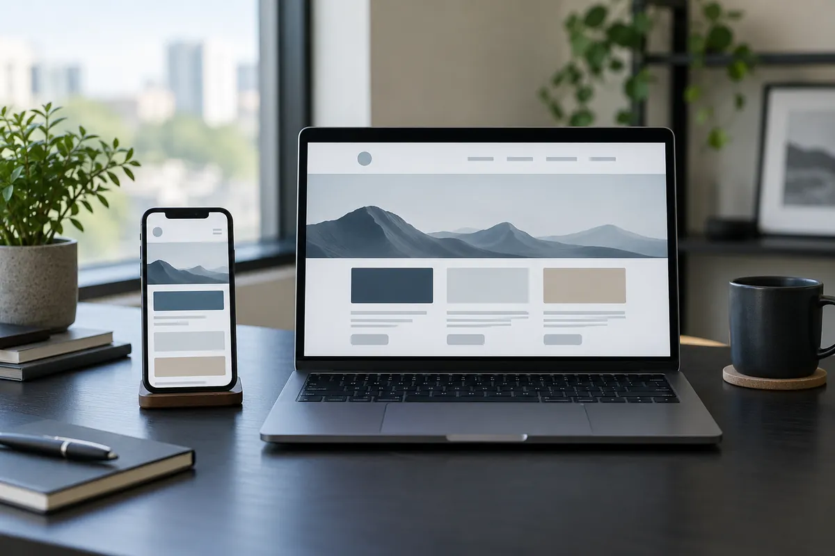 Smartphone und Laptop auf einem Tisch