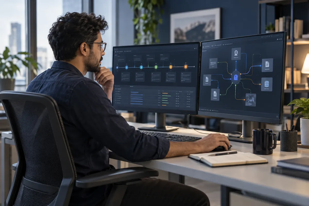 AI operations engineer checking an agent’s audit trail and evidence