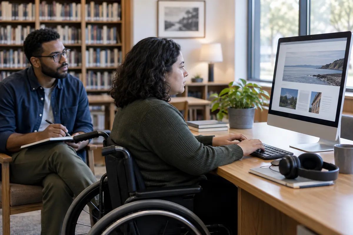 Product team evaluating a web journey with keyboard and audio assistance