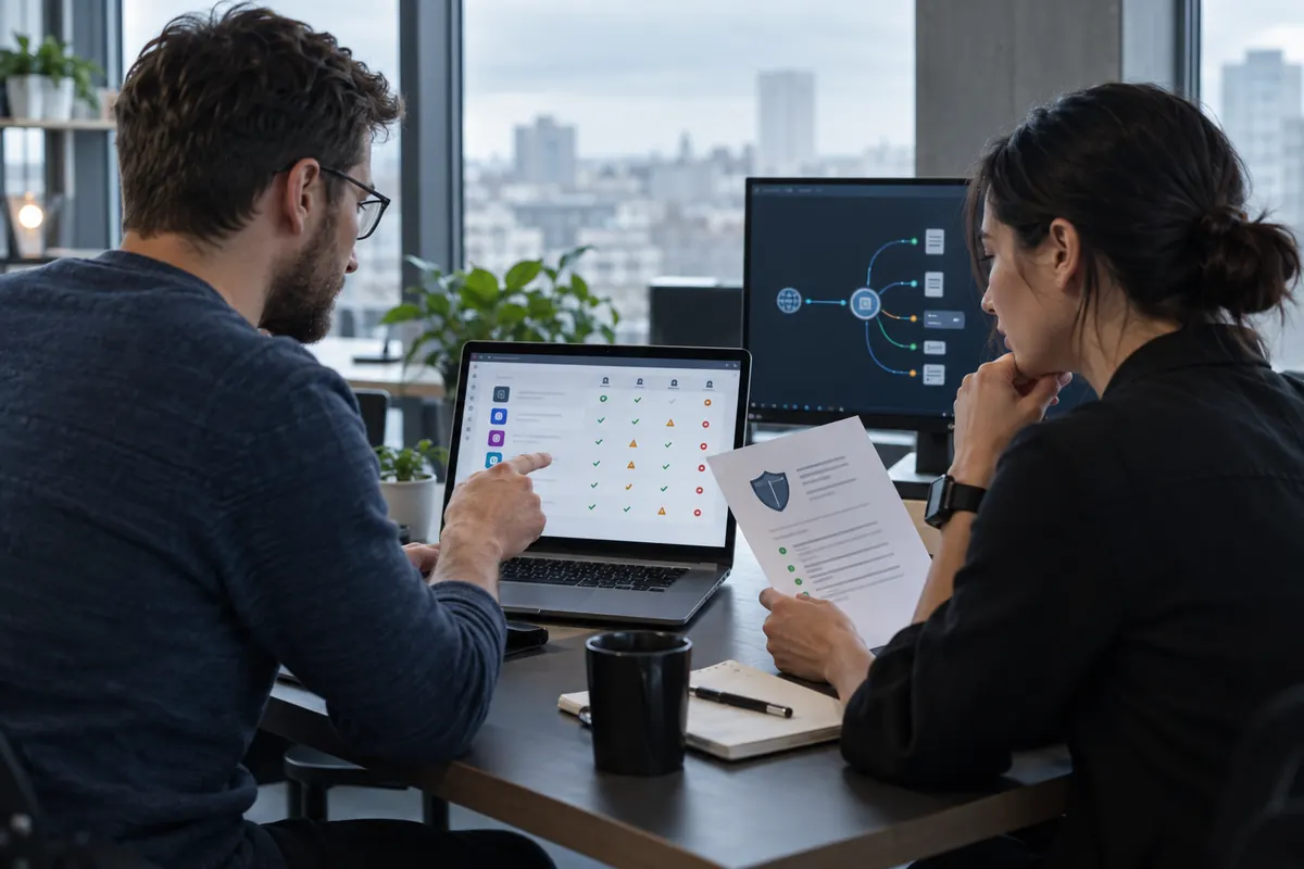 Security team reviewing browser extension permissions and data access