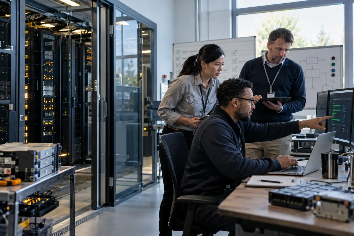 Security and continuity specialists validating service recovery evidence