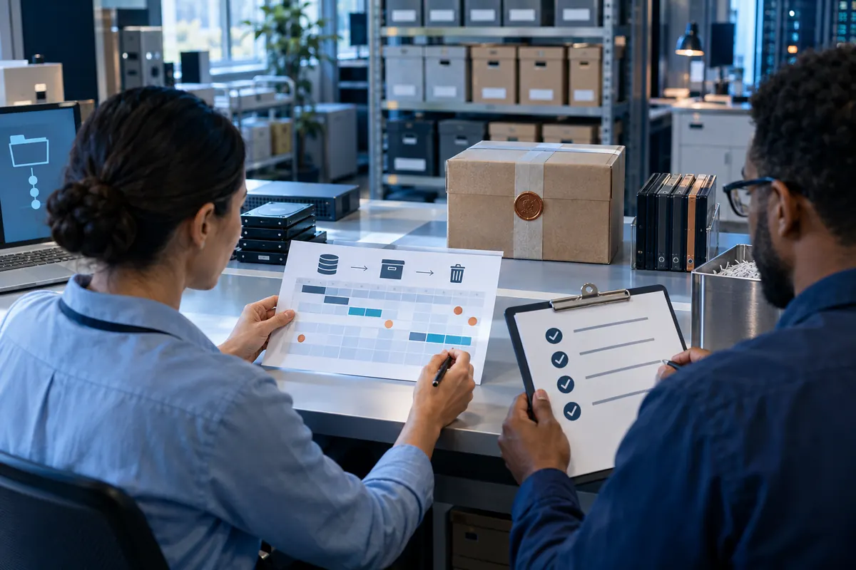 Records specialists validating retention, archive and defensible deletion evidence