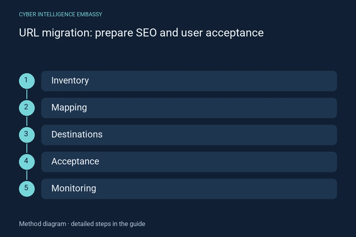 Method diagram: Inventory → Mapping → Destinations → Acceptance → Monitoring