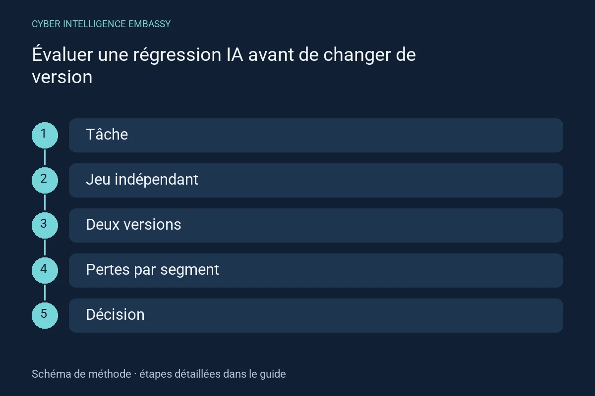 Schéma de méthode : Tâche → Jeu indépendant → Deux versions → Pertes par segment → Décision