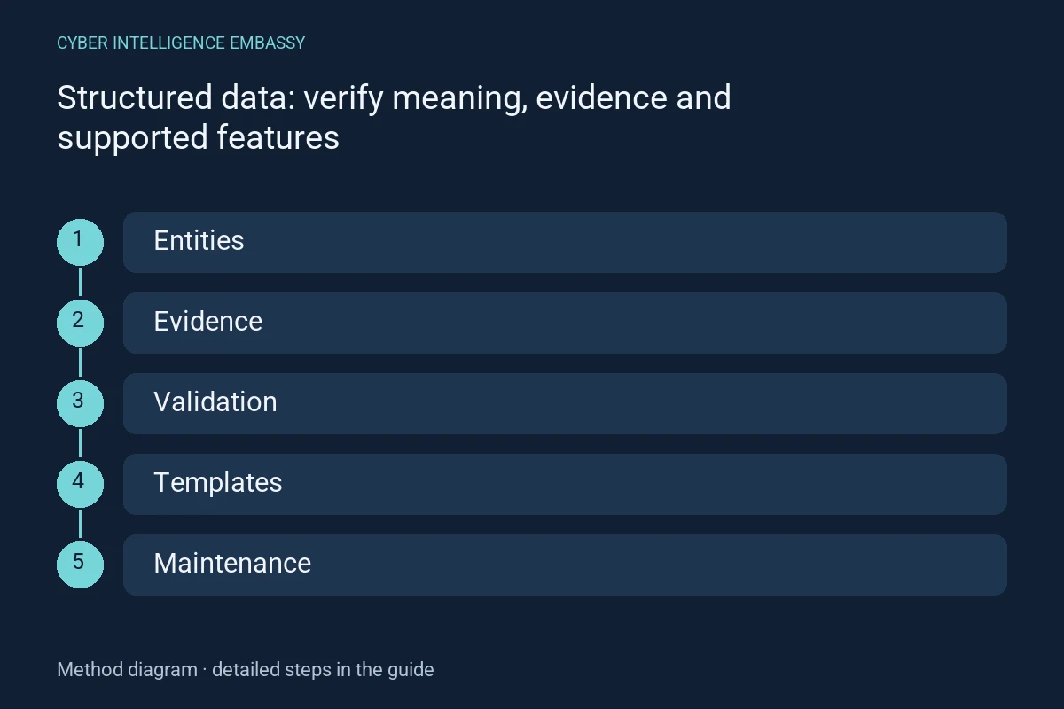 Method diagram: Entities → Evidence → Validation → Templates → Maintenance