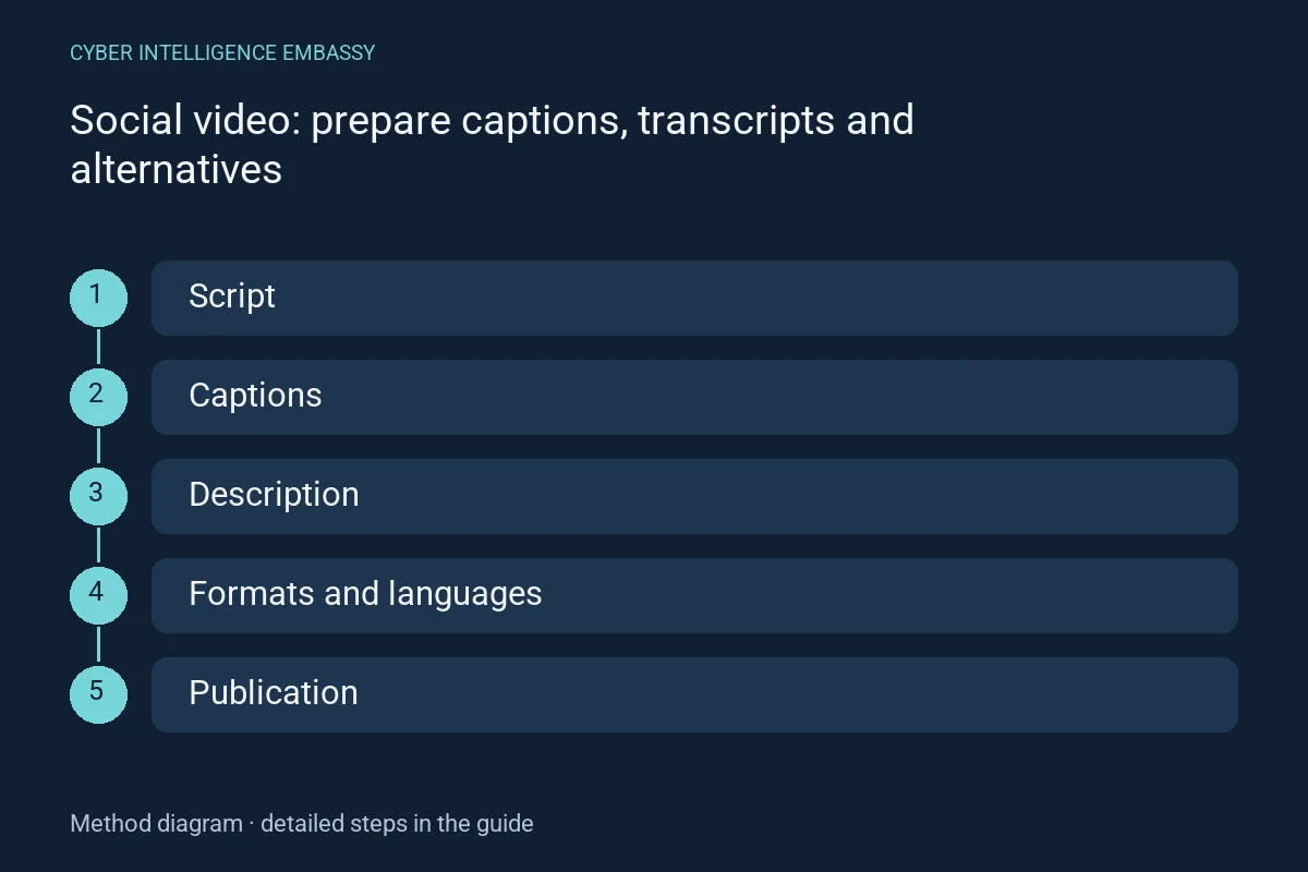 Method diagram: Script → Captions → Description → Formats and languages → Publication