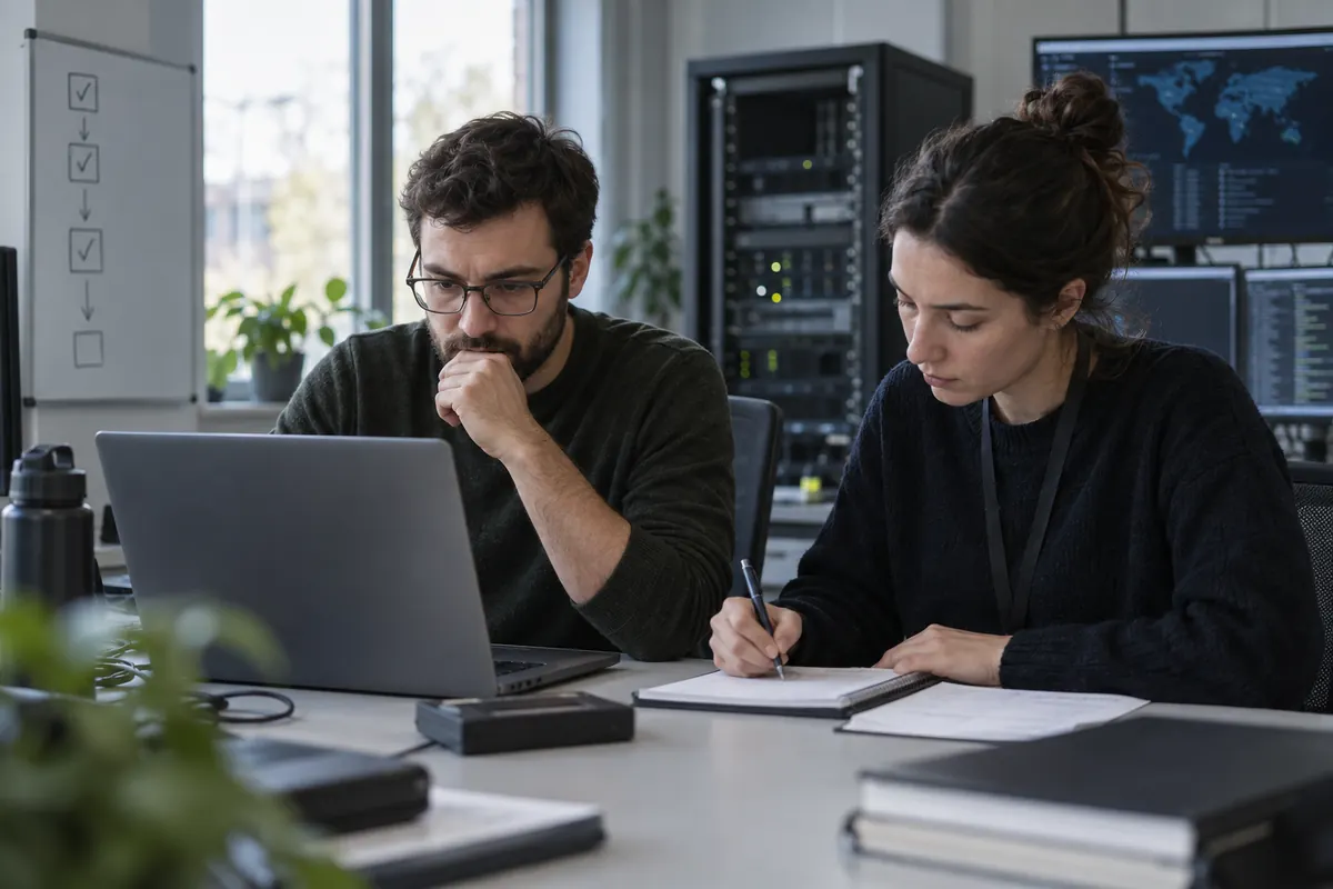 Engineers verifying a remediated software vulnerability