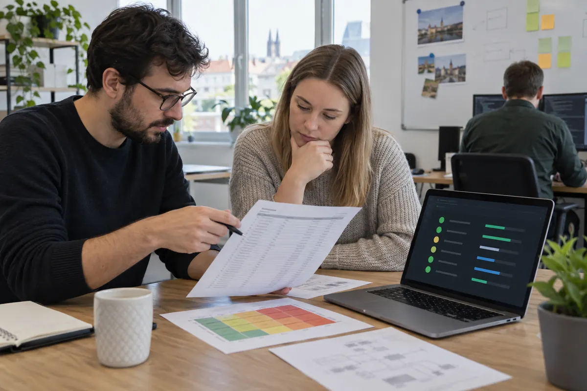 Équipe IT priorisant des correctifs à partir d’un inventaire d’actifs