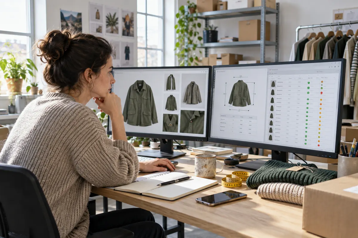 Spécialiste vérifiant un produit et ses données de catalogue
