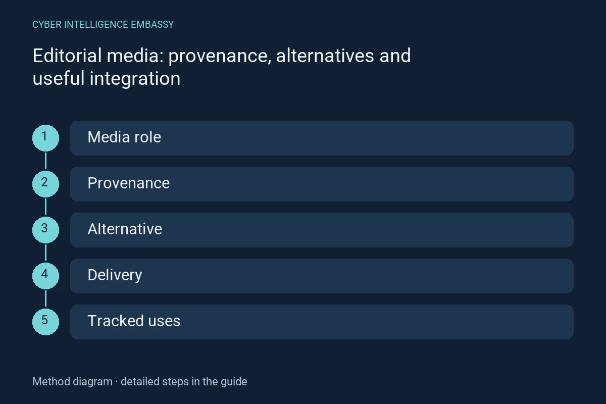 Method diagram: Media role → Provenance → Alternative → Delivery → Tracked uses