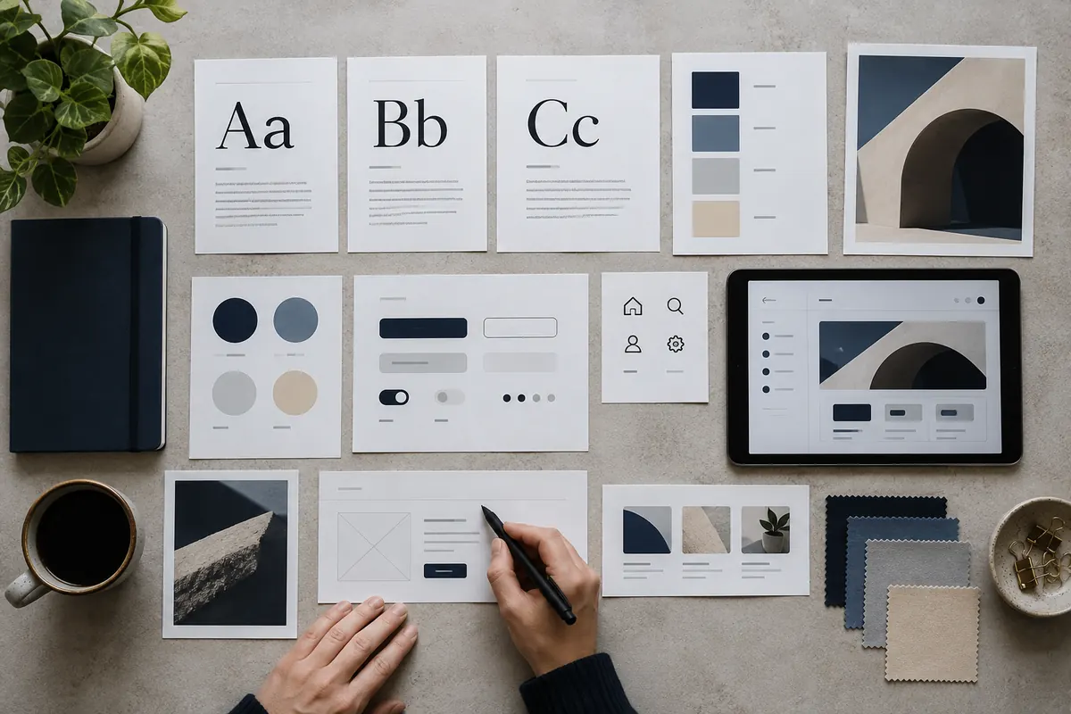 Bibliothèque de composants, couleurs et maquettes d’un design system