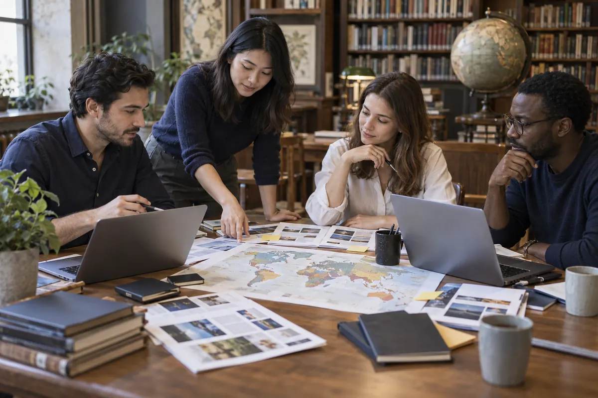 Multilingual editors coordinating translated pages and regional content plans