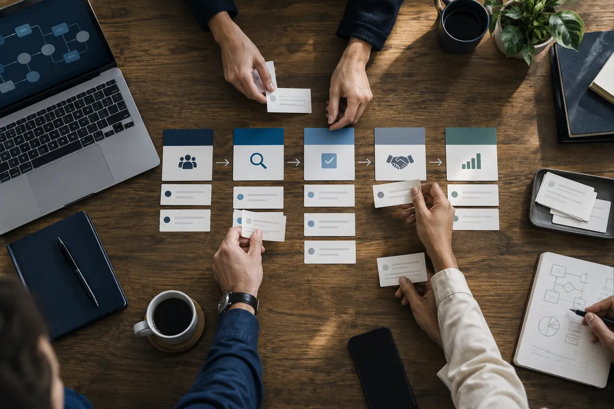 Mapping qualification and follow-up stages in an automated sales funnel