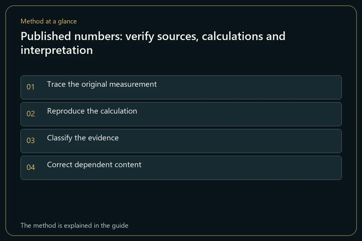 Published numbers: verify sources, calculations and interpretation