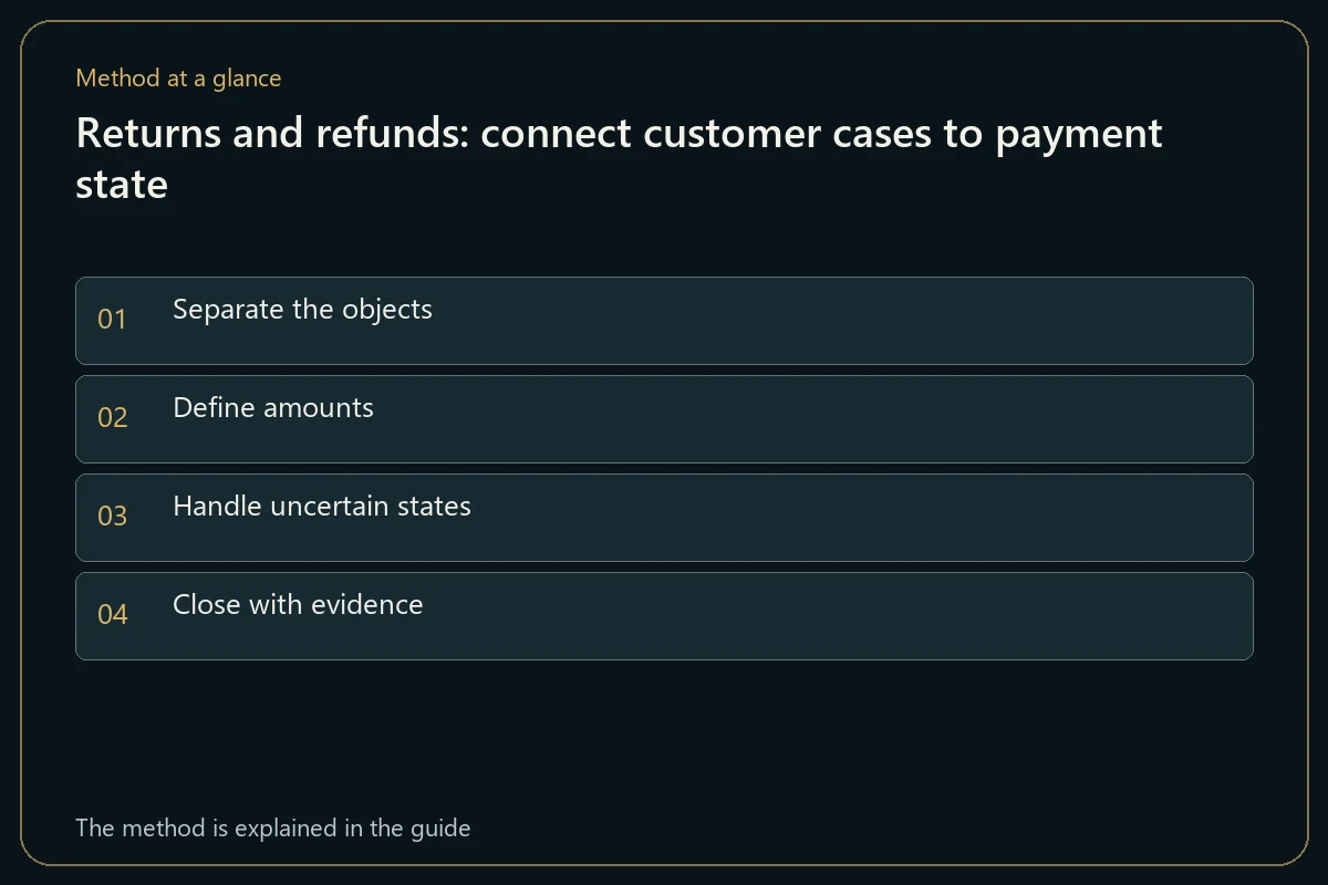 Returns and refunds: connect customer cases to payment state