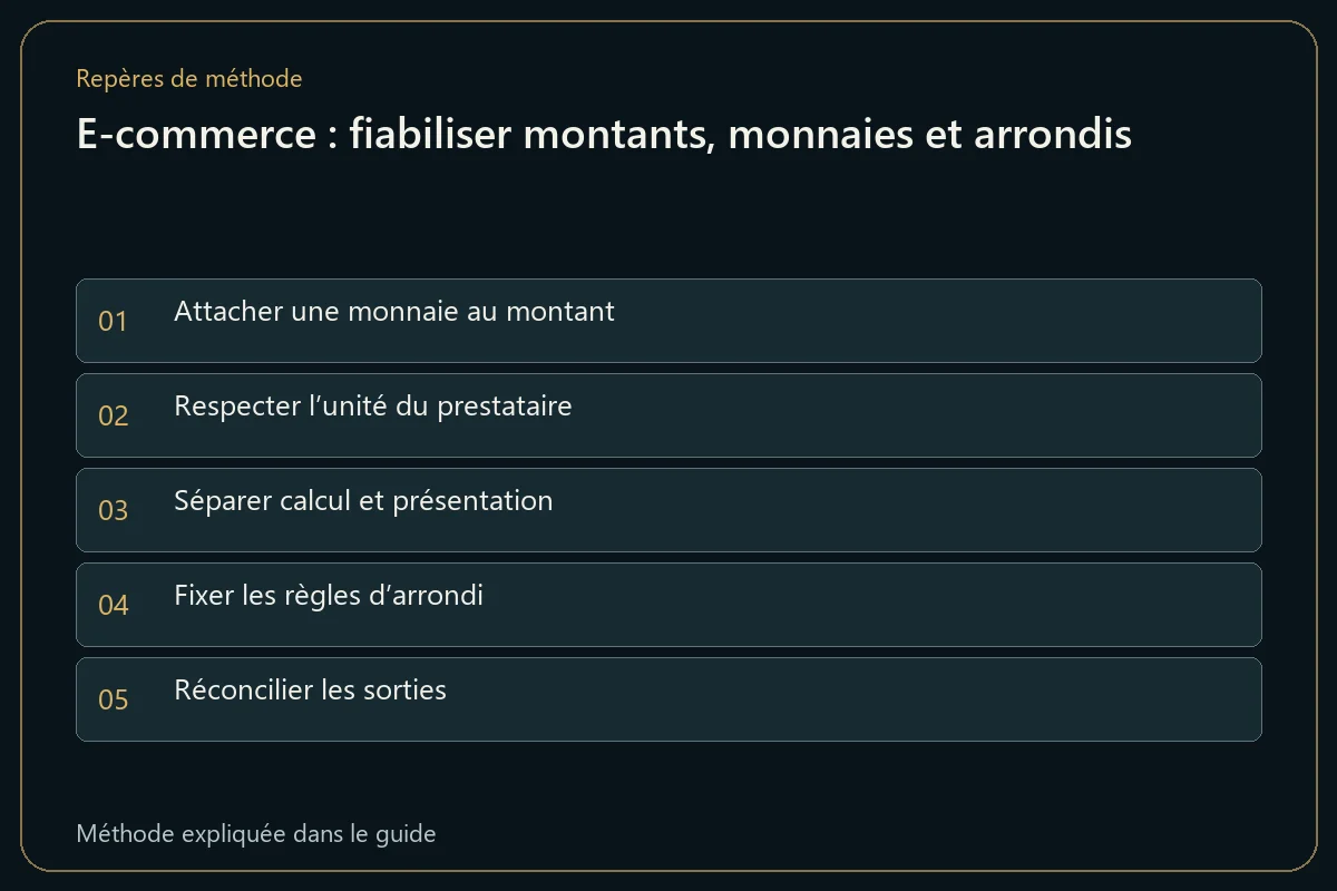 E-commerce : fiabiliser montants, monnaies et arrondis