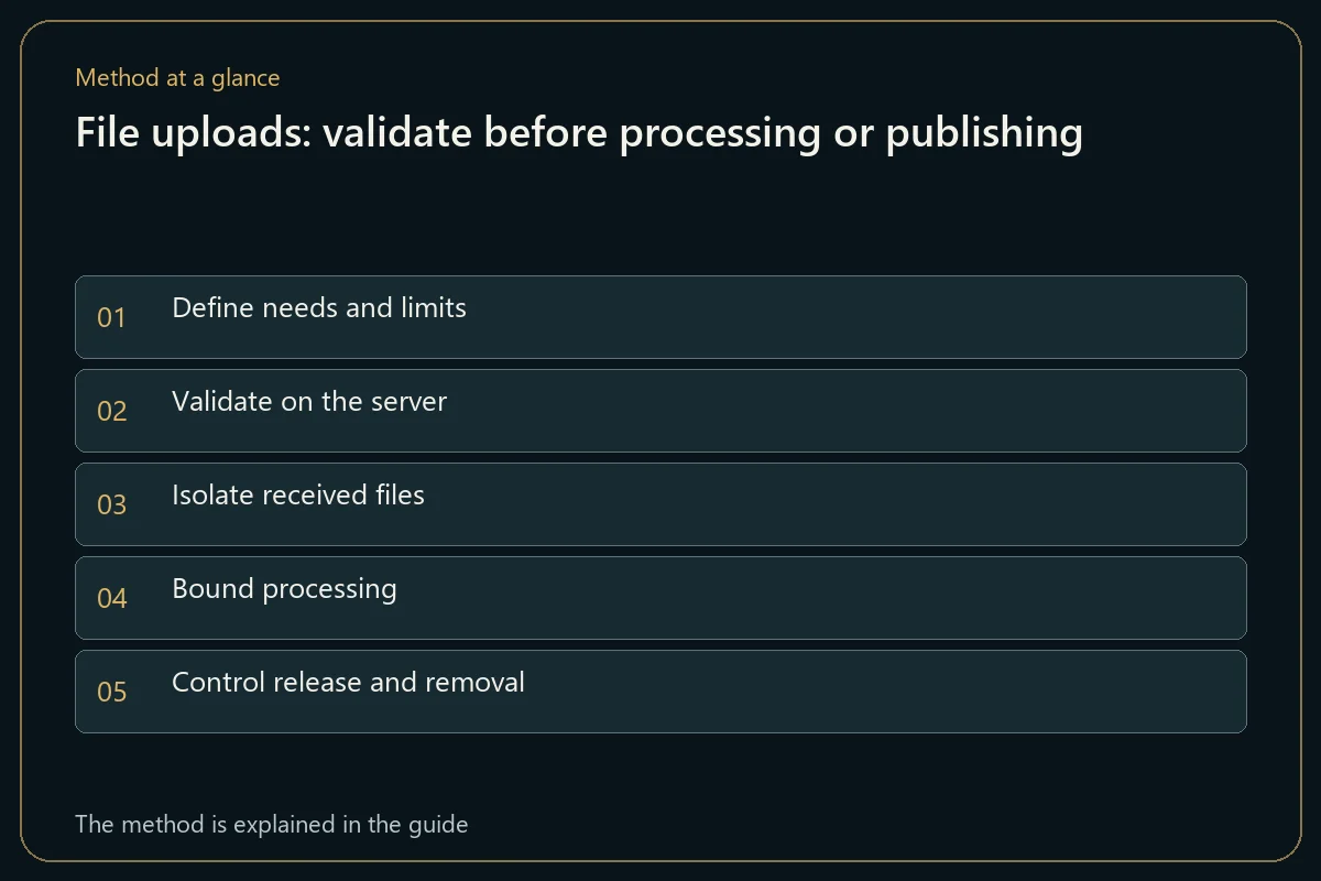File uploads: validate before processing or publishing
