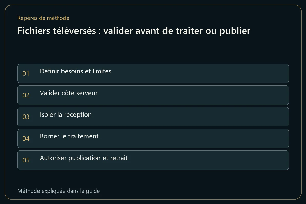 Fichiers téléversés : valider avant de traiter ou publier