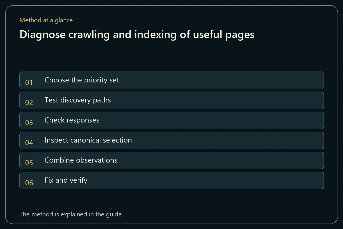 Diagnose crawling and indexing of useful pages