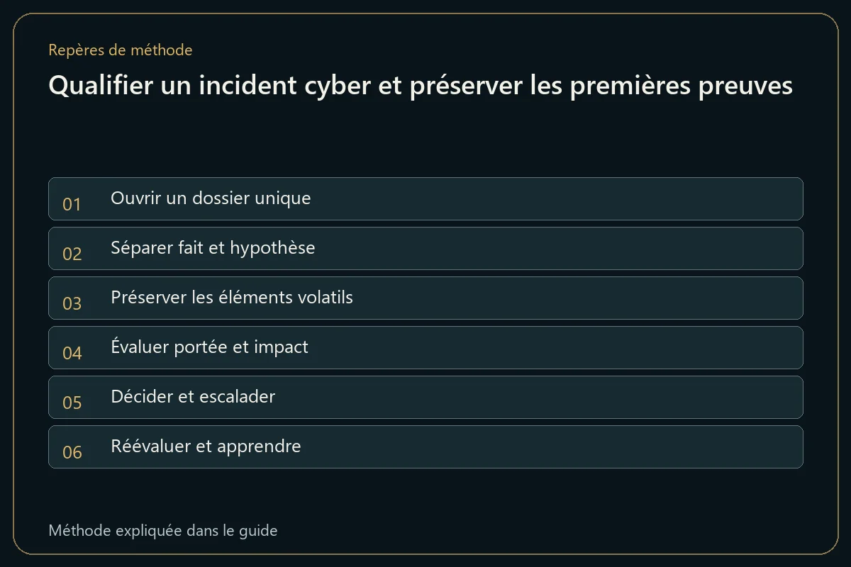 Qualifier un incident cyber et préserver les premières preuves