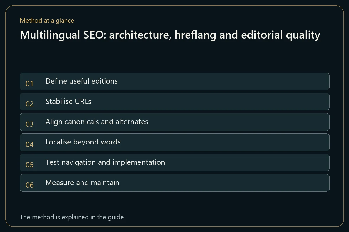 Multilingual SEO: architecture, hreflang and editorial quality