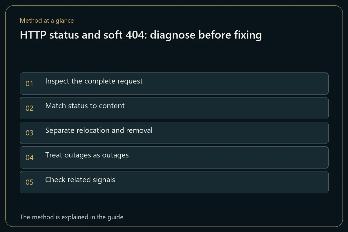 HTTP status and soft 404: diagnose before fixing
