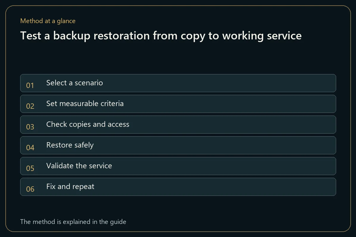 Test a backup restoration from copy to working service