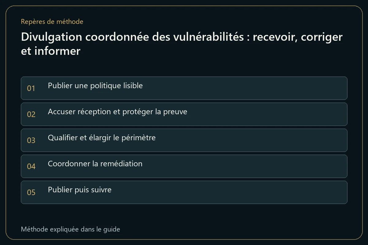 Divulgation coordonnée des vulnérabilités : recevoir, corriger et informer