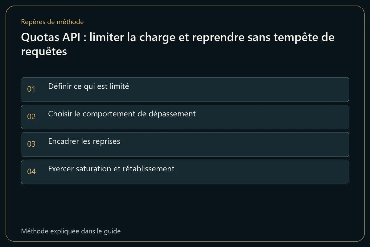 Quotas API : limiter la charge et reprendre sans tempête de requêtes