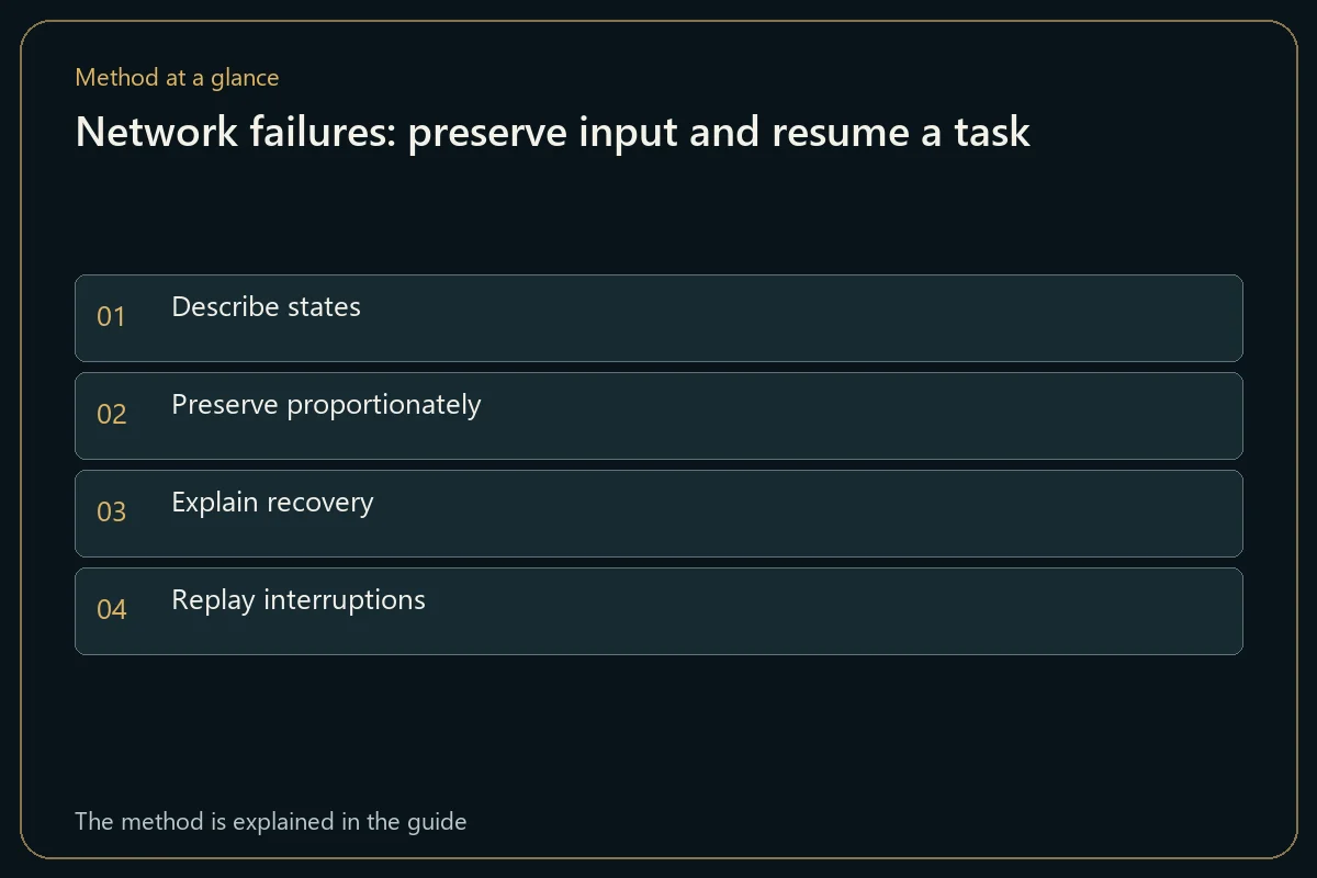 Network failures: preserve input and resume a task