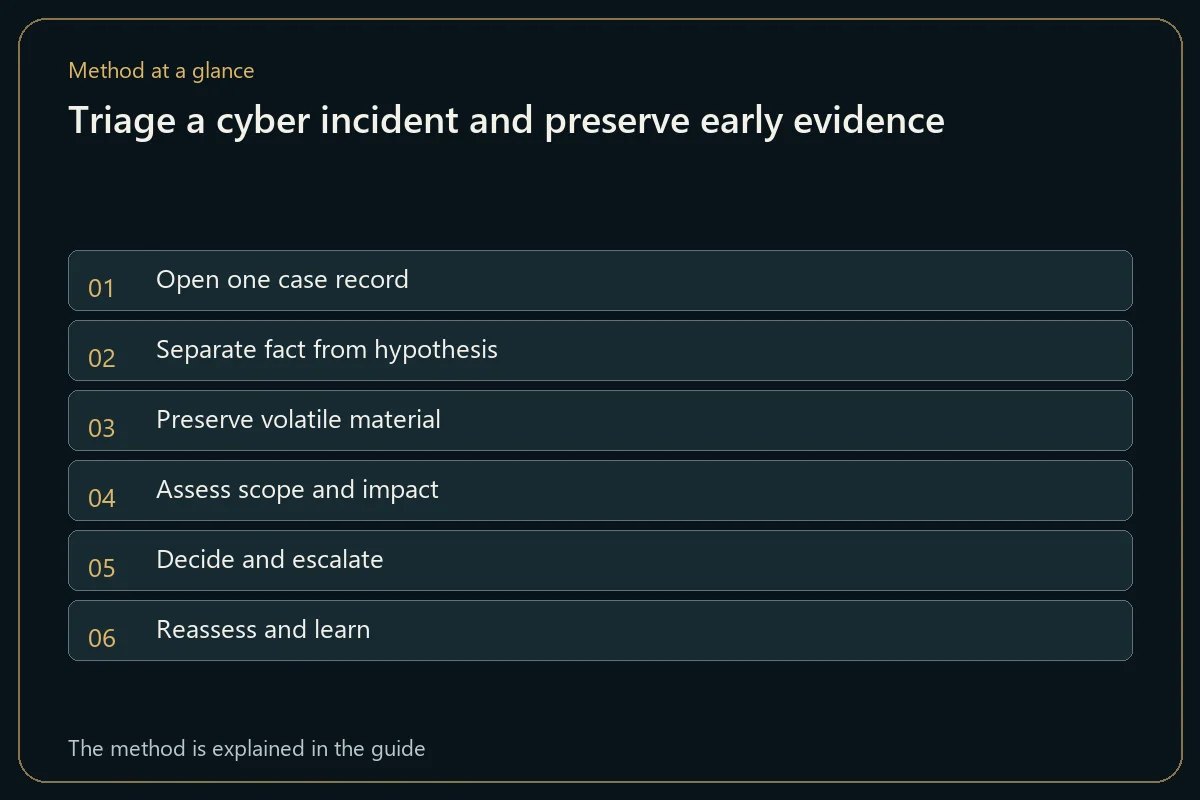 Triage a cyber incident and preserve early evidence