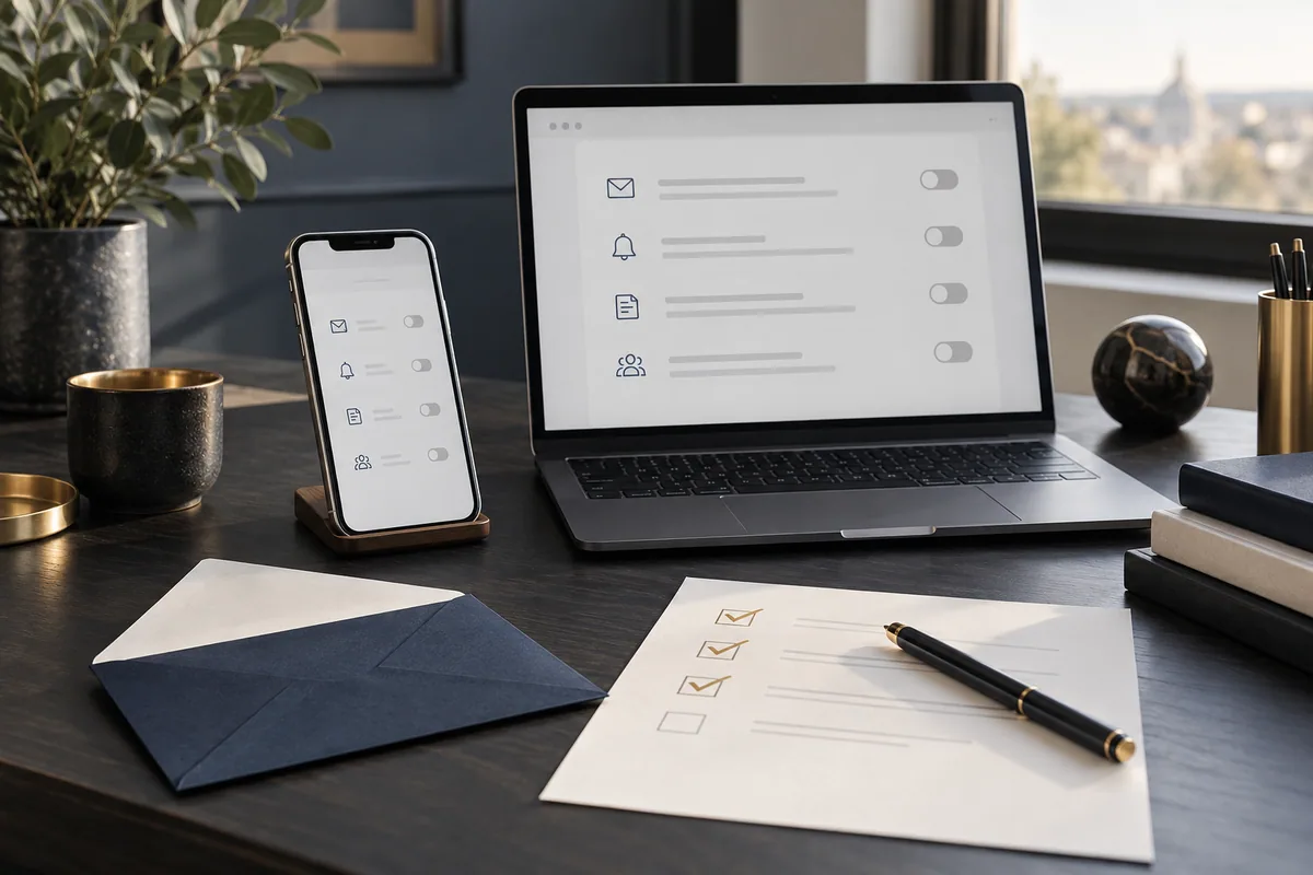 Preferences displayed on a phone and a laptop