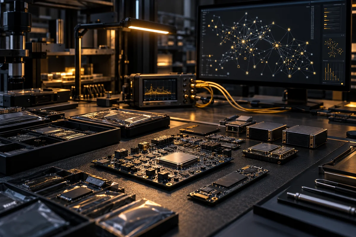 Unbesetzter Prüfplatz für elektronische Komponenten