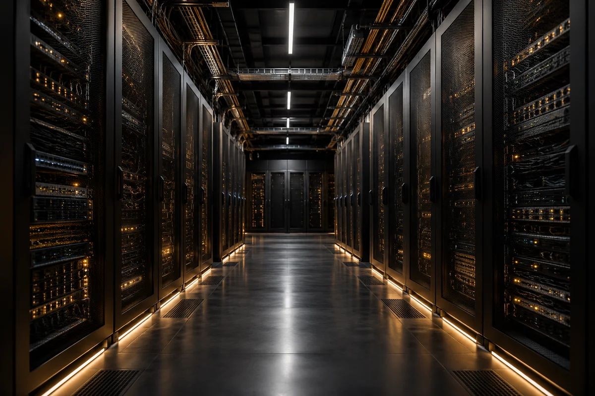 Empty secure server and network corridor