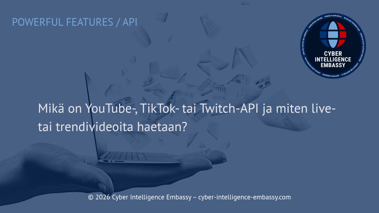 Mikä on YouTube-, TikTok- tai Twitch-API ja miten live- tai trendivideoita haetaan?