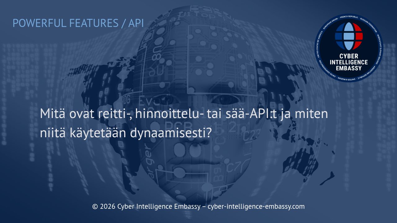 Mitä ovat reitti-, hinnoittelu- tai sää-API:t ja miten niitä käytetään dynaamisesti?