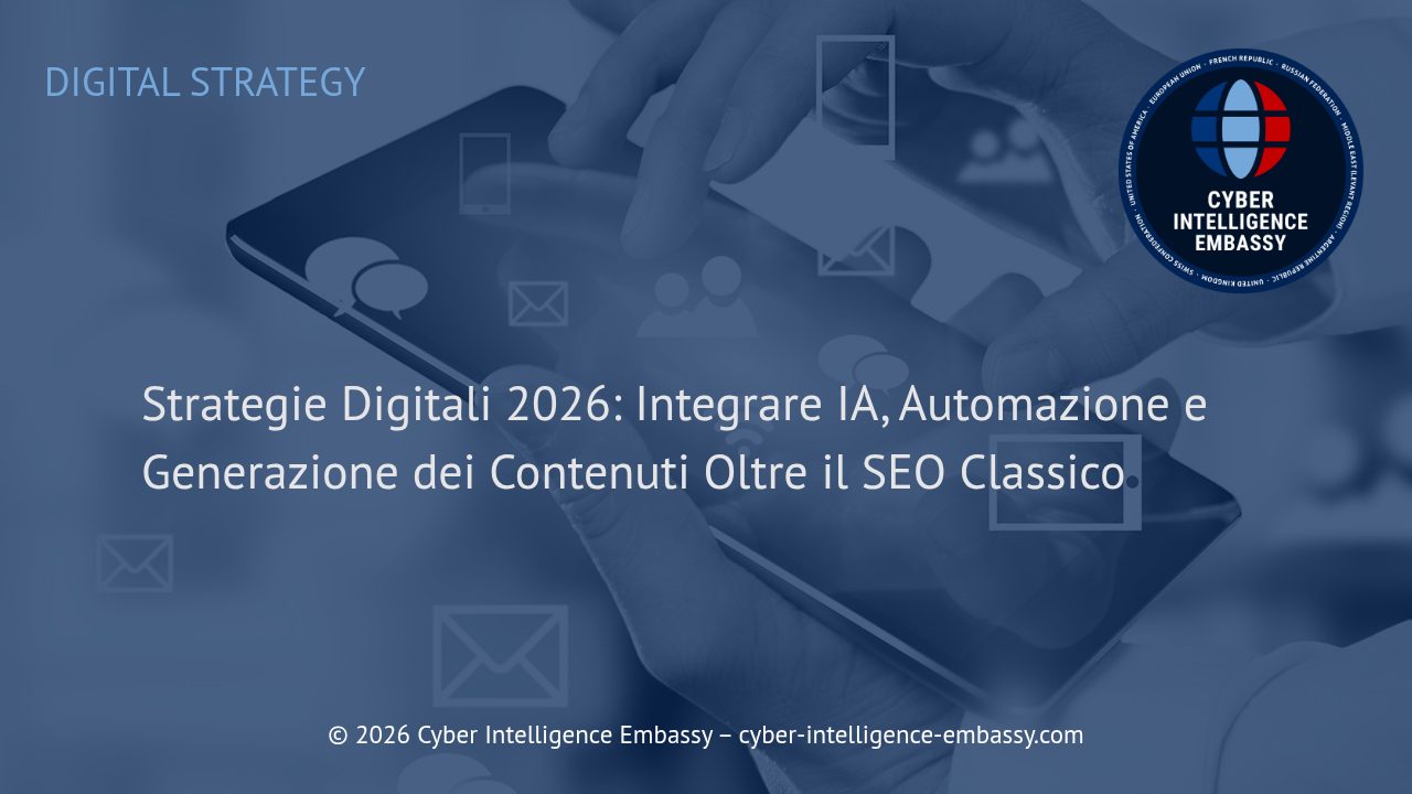 Strategie Digitali 2026: Integrare IA, Automazione e Generazione dei Contenuti Oltre il SEO Classico