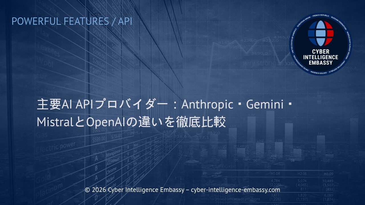 主要AI APIプロバイダー：Anthropic・Gemini・MistralとOpenAIの違いを徹底比較