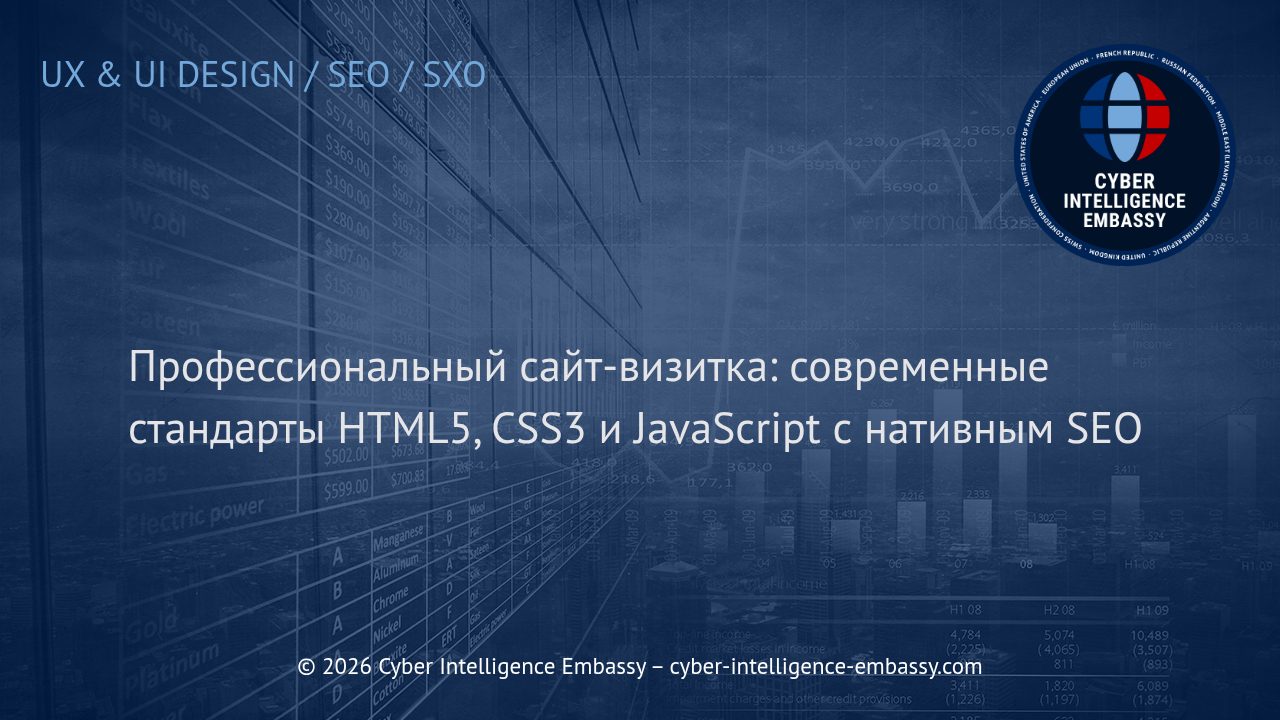 Профессиональный сайт-визитка: современные стандарты HTML5, CSS3 и JavaScript с нативным SEO