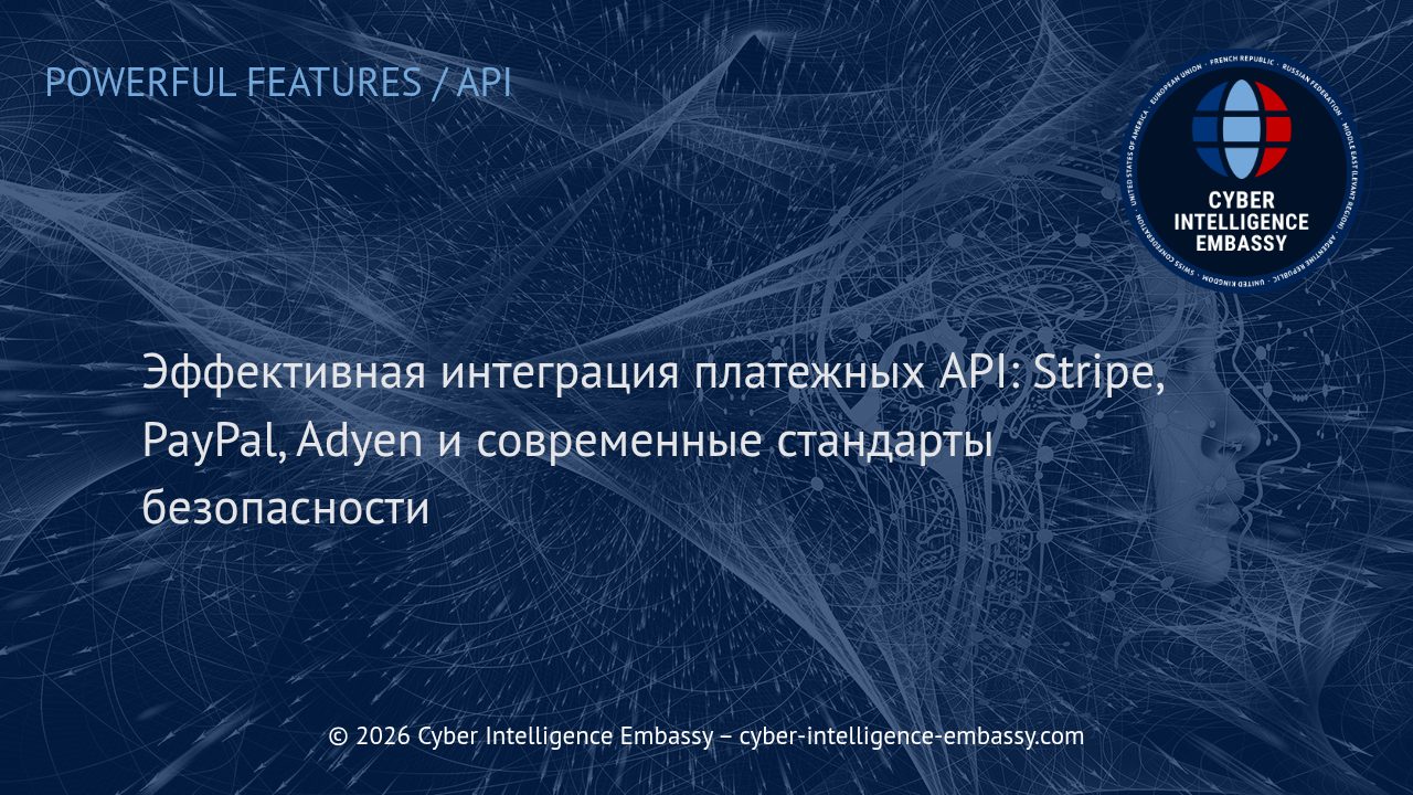 Эффективная интеграция платежных API: Stripe, PayPal, Adyen и современные стандарты безопасности